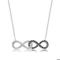Serra Jewels Beyaz - Siyah Zirkon Taşlı 925 Ayar Kararmayan Sonsuzluk Forse Zincir Kadın Gümüş Kolye 45 cm