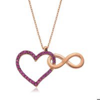 Serra Jewels Kalpli Sonsuzluk Mor Zirkon Taşlı 925 Ayar Kararmayan Forse Zincir Kadın Gümüş Kolye 45 cm