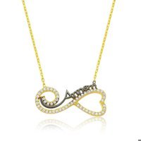 Serra Jewels Yazılı Beyaz Zirkon Taşlı 925 Ayar Kararmayan Sonsuzluk Forse Zincir Kadın Gümüş Kolye 45 cm