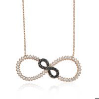 Serra Jewels Kalpli Sonsuzluk Beyaz - Siyah Zirkon Taşlı 925 Ayar Kararmayan Forse Zincir Kadın Gümüş Kolye 45 cm