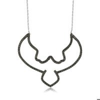 Serra Jewels Kara Kartal Siyah Zirkon Taşlı 925 Ayar Kararmayan Forse Zincir Kadın Gümüş Kolye 45 cm