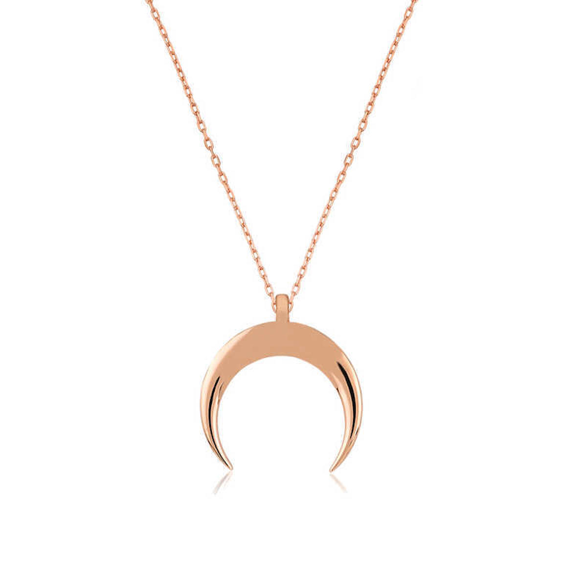 Serra Jewels Hilal Pembe 925 Ayar Kararmayan Forse Zincir Kadın Gümüş Kolye 45 cm