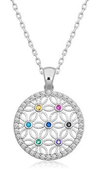 Serra Jewels Yaşam Çiçeği Çok Renkli Zirkon Taşlı 925 Ayar Kararmayan Forse Zincir Kadın Gümüş Kolye 45 cm