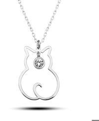 Serra Jewels Kedili Beyaz Zirkon Taşlı 925 Ayar Kararmayan Charmlı Forse Zincir Kadın Gümüş Kolye 45 cm
