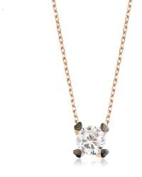 Serra Jewels Tektaş Beyaz Zirkon Taşlı 925 Ayar Kararmayan Kalpli Forse Zincir Kadın Gümüş Kolye 45 cm