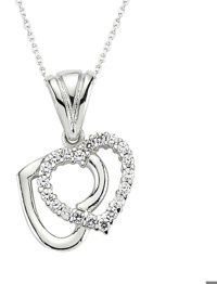 Serra Jewels Çift Kalp Beyaz Zirkon Taşlı 925 Ayar Kararmayan Forse Zincir Kadın Gümüş Kolye 45 cm