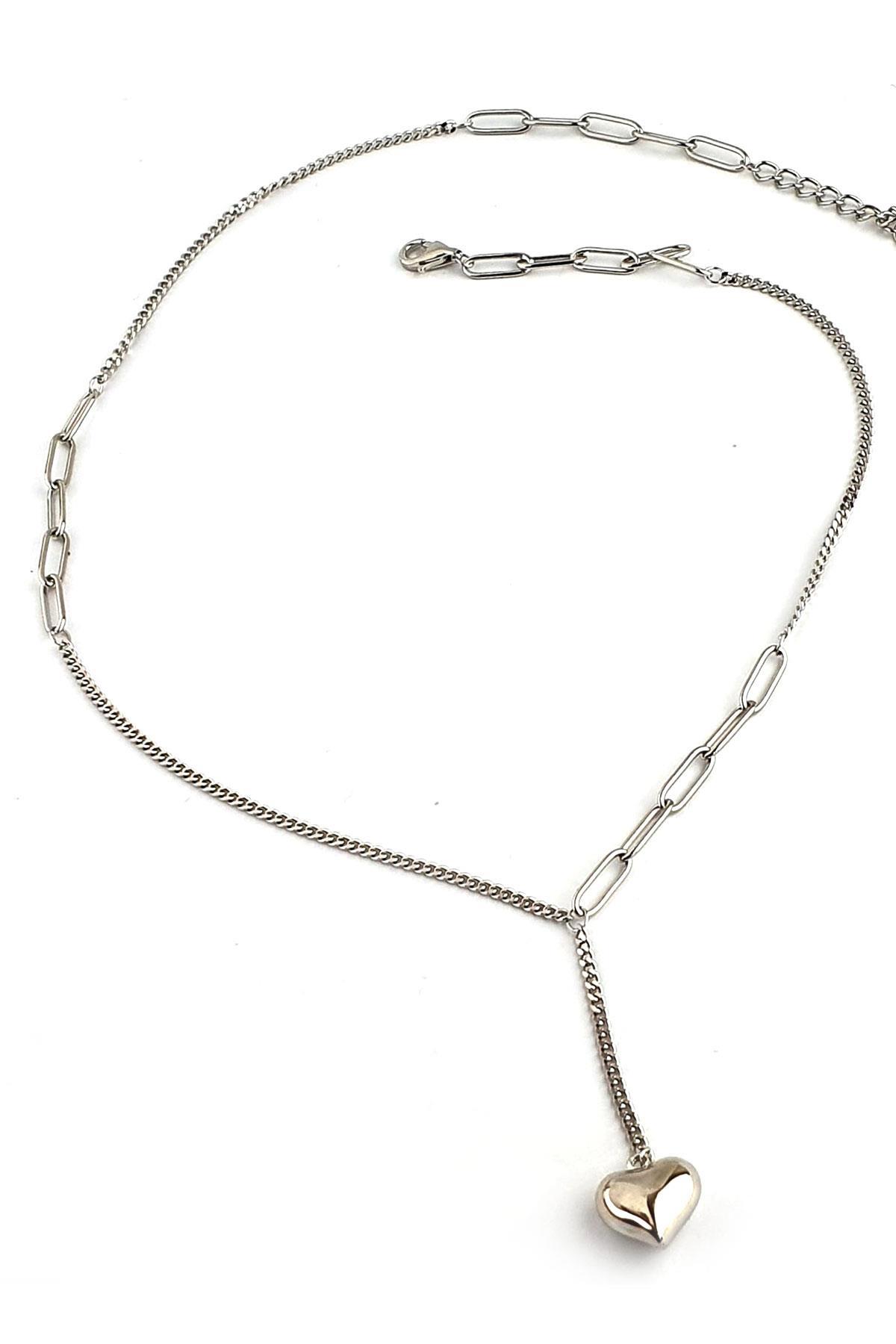 Oseshop Kalpli Gümüş 925 Ayar Kararmayan Forse Zincir Kadın Gümüş Kolye 45 cm