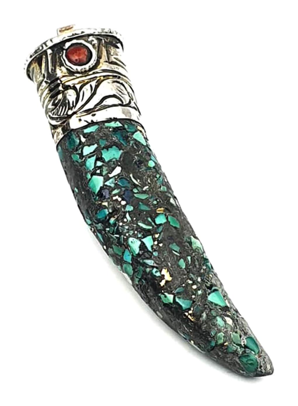 Oseshop Diş Kırmızı Yeşil Zirkon Taşlı 925 Ayar Kararmayan Figürlü Forse Zincir Kadın Gümüş Kolye