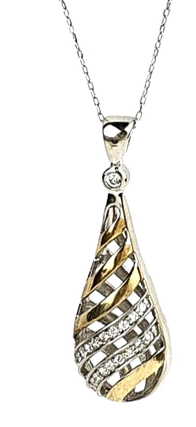 Oseshop Beyaz Gold Zirkon Taşlı 925 Ayar Altın Kaplama Kararmayan Figürlü Forse Zincir Kadın Gümüş Kolye 45 cm