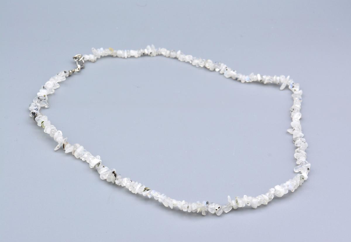 Murty99 Beyaz Taşlı Halka Zincir Gümüş Kolye 50 cm