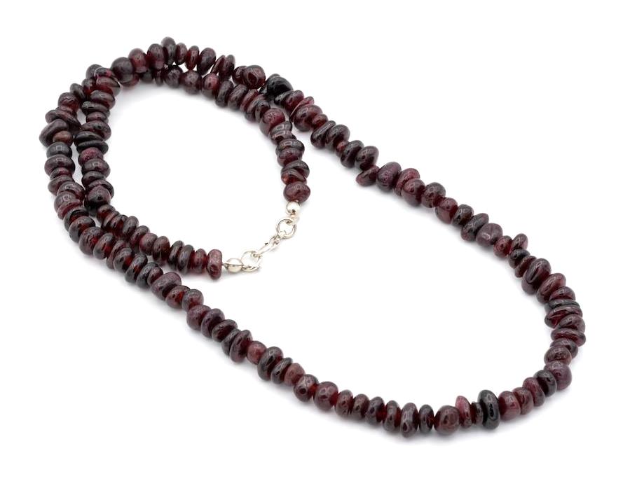 Murty99 Bordo Taşlı Halka Zincir Kadın Gümüş Kolye 55 cm