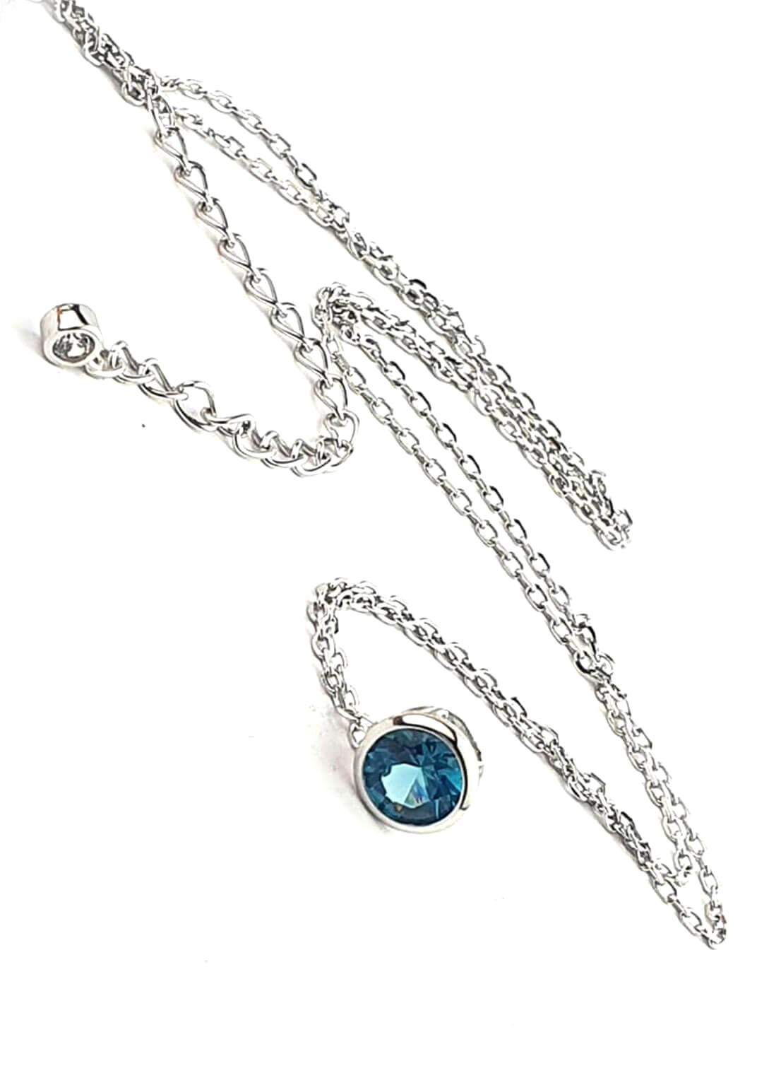 Oseshop Mavi Diamond Taşsız 925 Ayar Kararmayan Forse Zincir Kadın Gümüş Kolye 45 cm