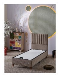 Beehanem Ezgi 90x190 cm Başlıklı Sandıklı Tek Kişilik Baza Kahverengi