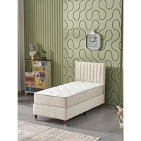Beehanem Ezgi 90x190 cm Başlıklı Yataklı Sandıklı Tek Kişilik Baza Seti Krem