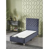 Beehanem Simge 90x190 cm Başlıklı Sandıklı Tek Kişilik Baza Indigo