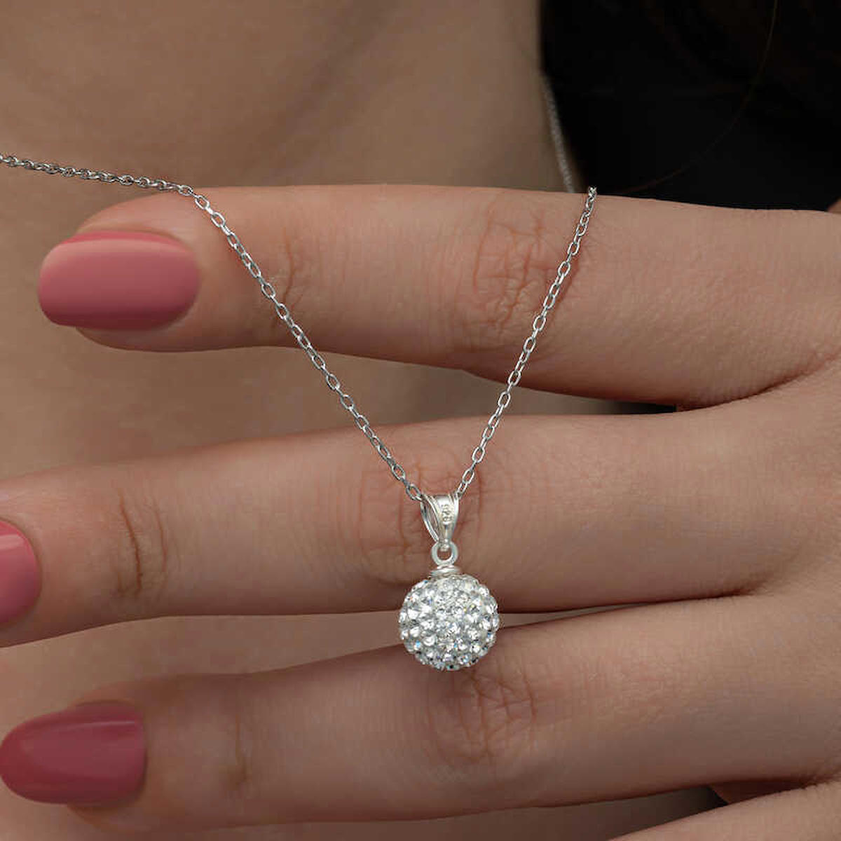 Stillove Otantik Yuvarlak Beyaz Kristal Taşlı 925 Ayar Kararmayan Forse Zincir Kadın Gümüş Kolye 45 cm