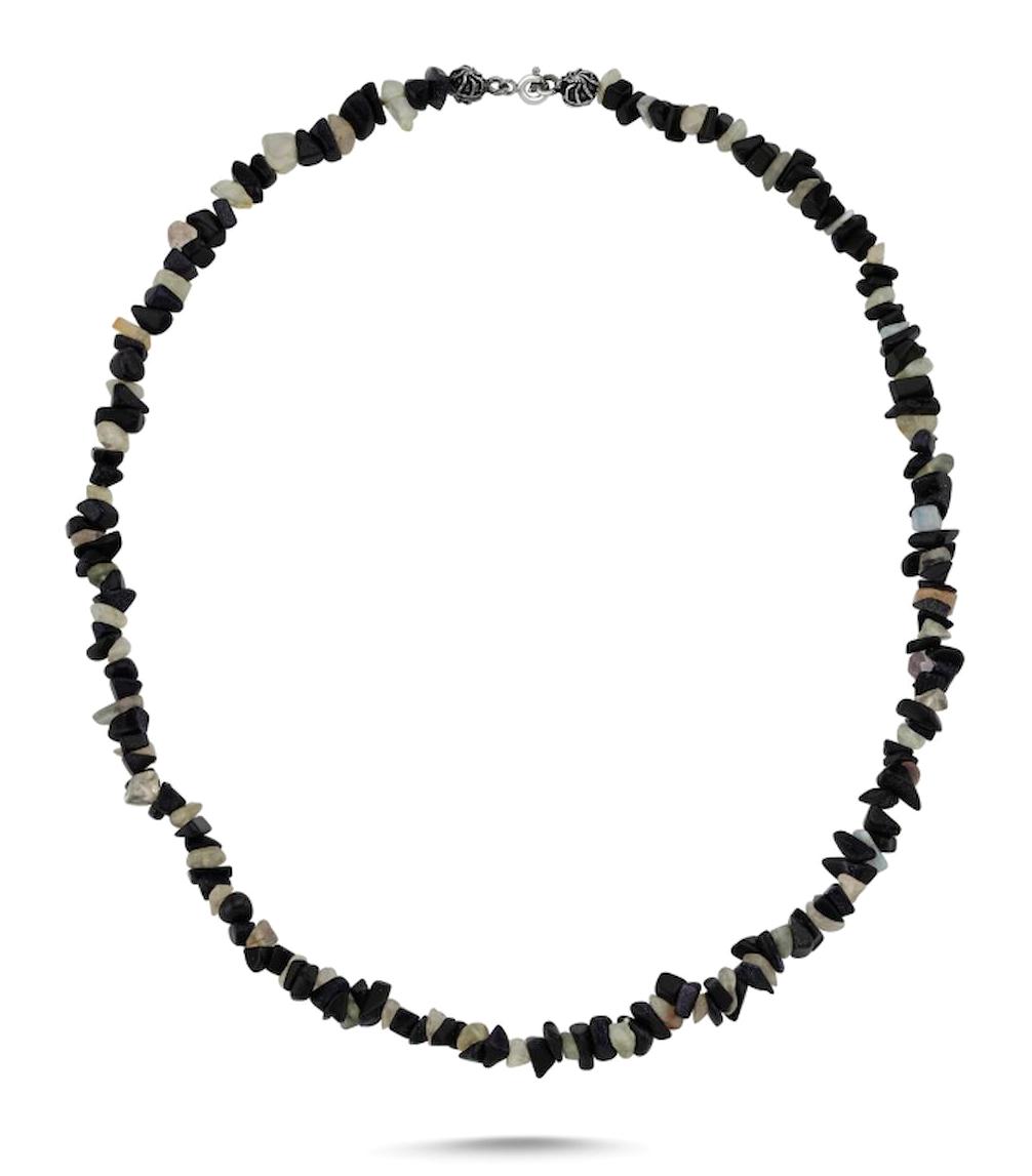 Silverlina Otantik Çok Renkli Kuvars Taşlı 925 Ayar Kararmayan Zincir Gümüş Kolye 45 cm