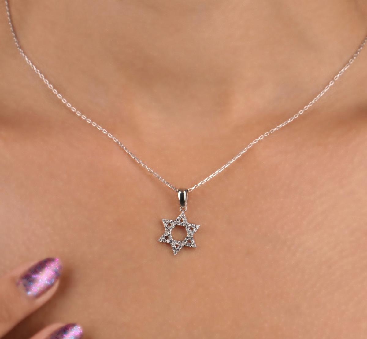 Tahal Kuyumculuk Yıldızlı Beyaz Swarovski Taşlı 925 Ayar Kararmayan Forse Zincir Kadın Gümüş Kolye 45 cm