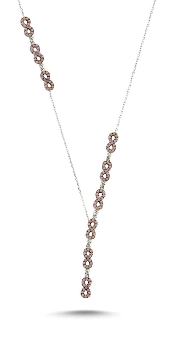 Silverlina Sonsuzluk Çok Renkli Opal Taşlı Y Harfli 925 Ayar Kararmayan Toplu Zincir Kadın Gümüş Kolye 45 cm