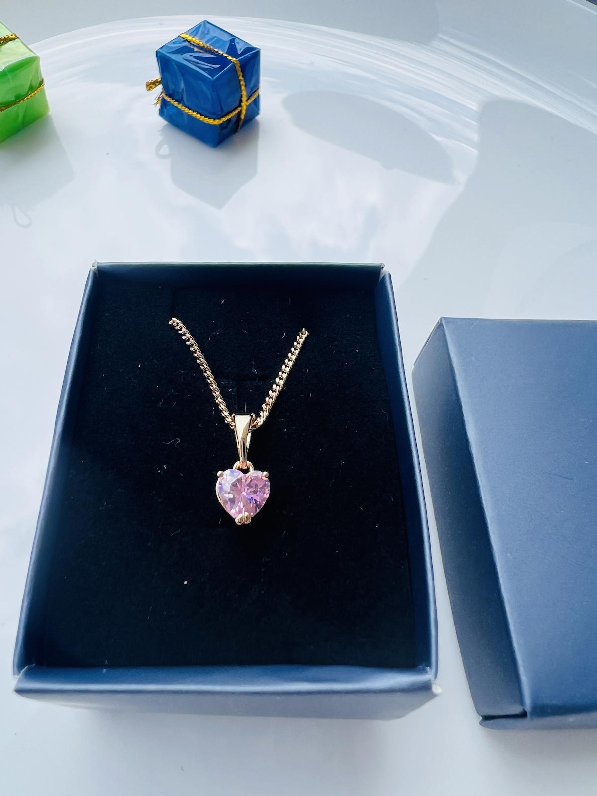 Steel Kalpli Pembe Zirkon Taşlı 925 Ayar Altın Kaplama Kararmayan Forse Zincir Kadın Gümüş Kolye 45 cm