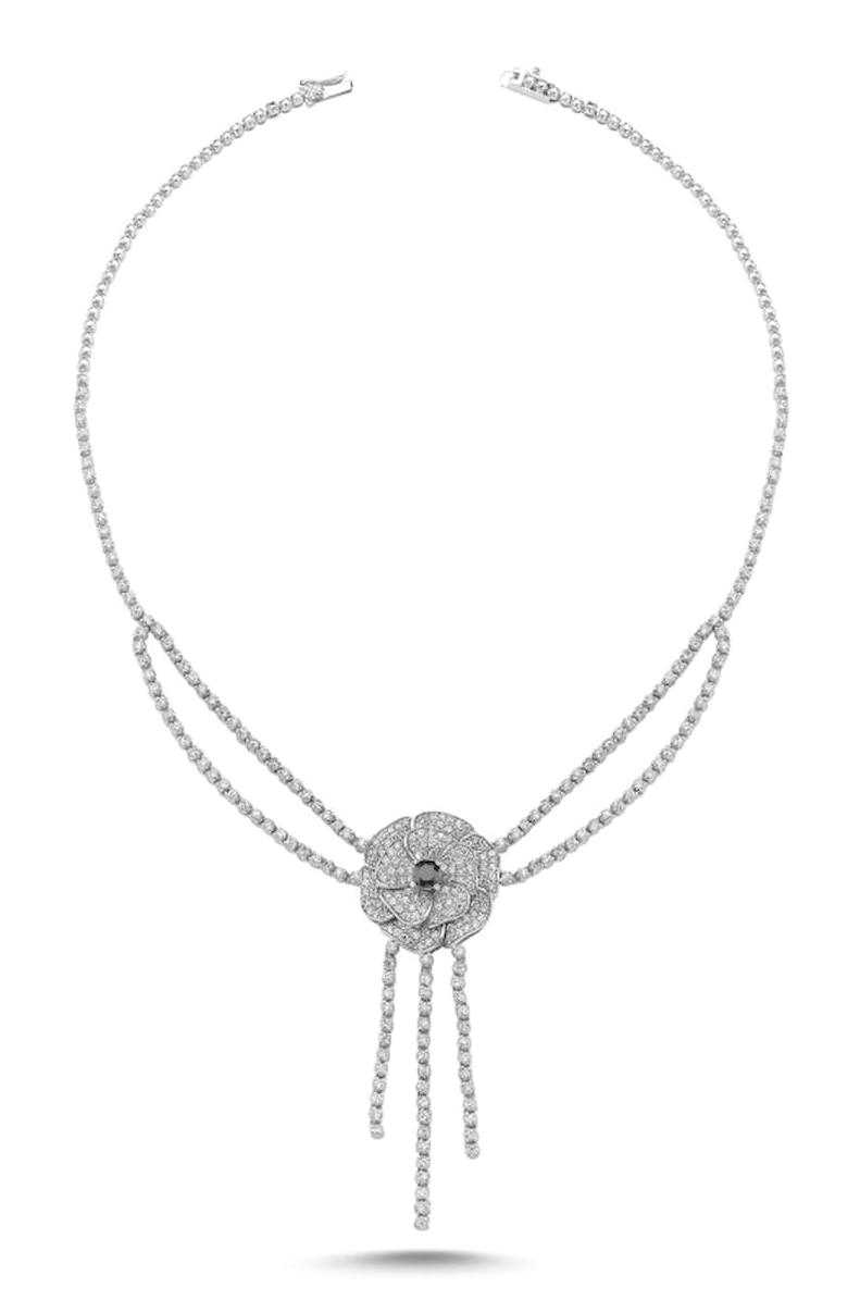Silverlina Çiçekli Beyaz Zirkon Taşlı 925 Ayar Kararmayan Zincir Kadın Gümüş Kolye 45 cm