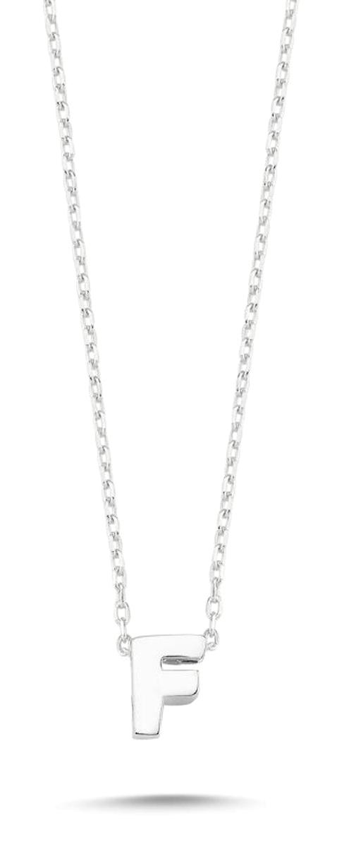 Silverlina Hayalet F Harfli 925 Ayar Kararmayan Forse Zincir Kadın Gümüş Kolye 45 cm