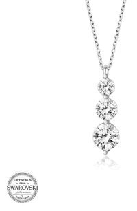 Gumush Beyaz Swarovski Taşlı 925 Ayar Kararmayan Forse Zincir Kadın Gümüş Kolye 50 cm