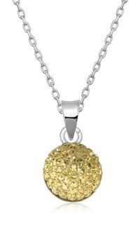 Gumush Yuvarlak Sarı Kristal Taşlı 925 Ayar Kararmayan Forse Zincir Kadın Gümüş Kolye 45 cm