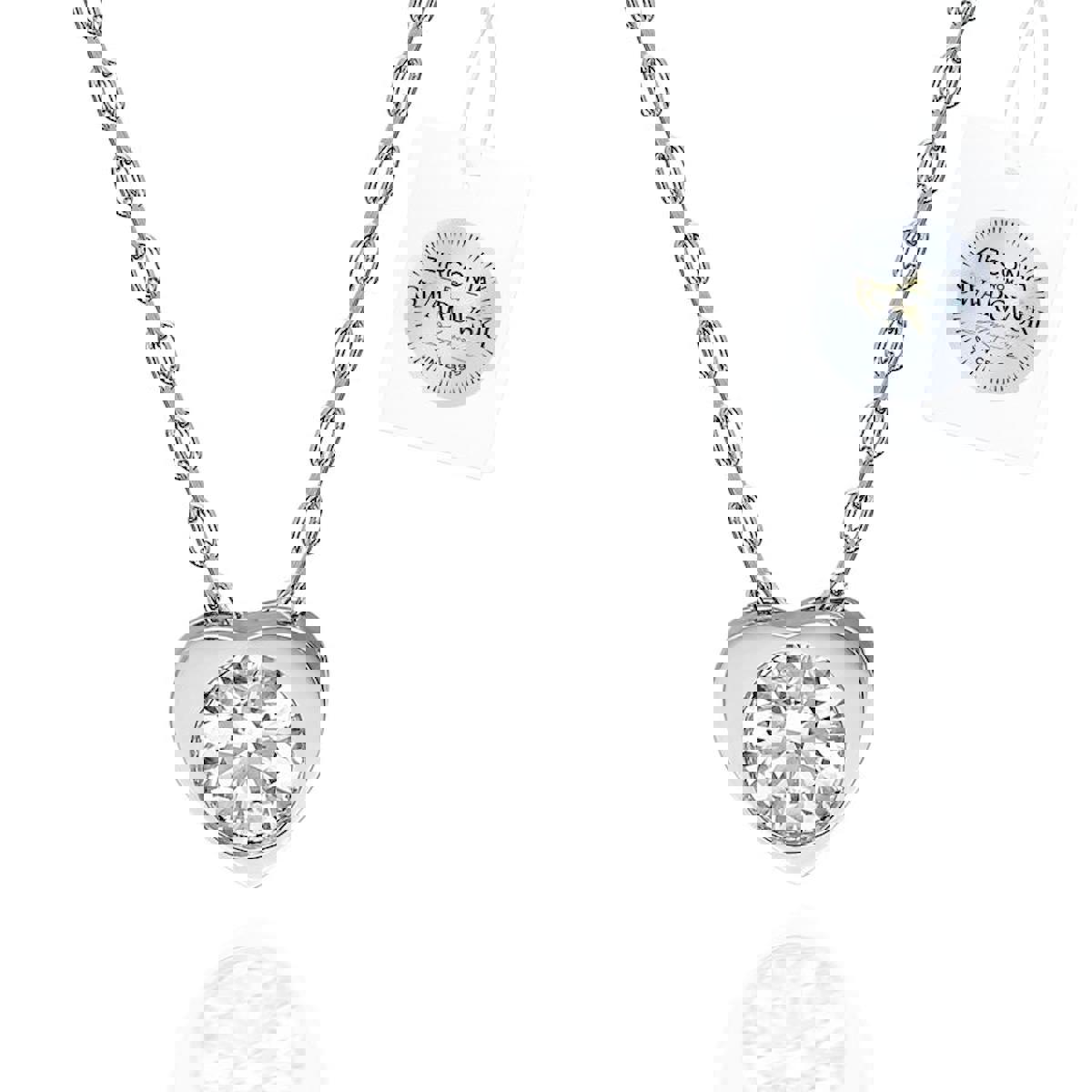 Silverlina Kalpli Beyaz Swarovski - Zirkon Taşlı 925 Ayar Kararmayan Forse Zincir Kadın Gümüş Kolye 45 cm