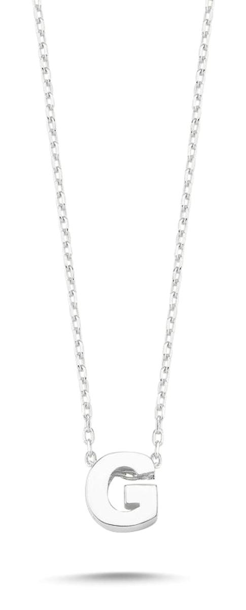 Silverlina Hayalet G Harfli 925 Ayar Kararmayan Forse Zincir Kadın Gümüş Kolye 45 cm