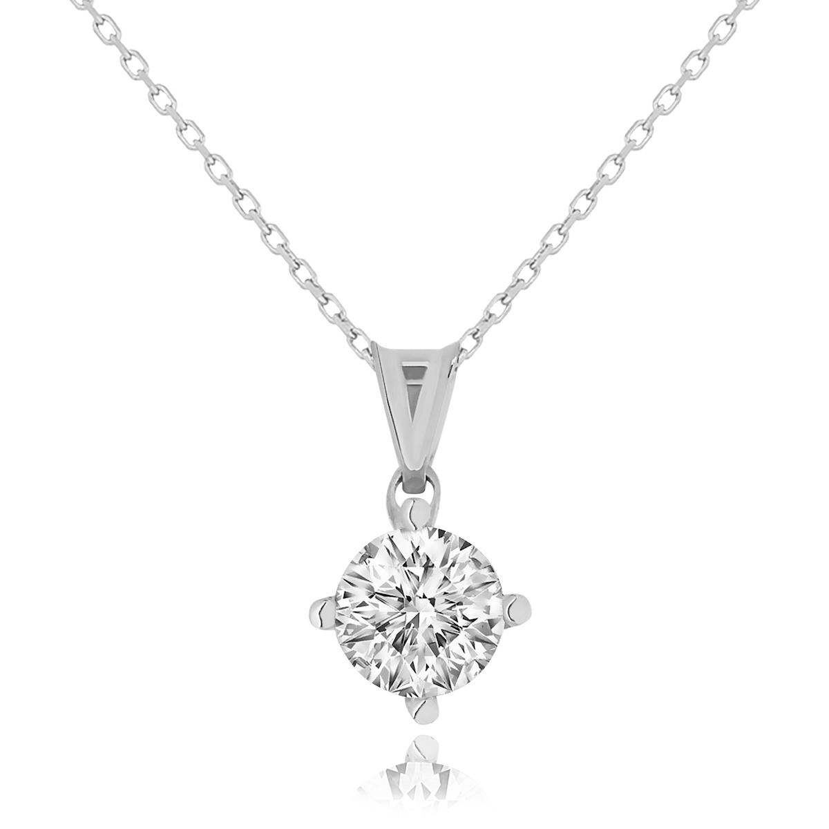 Chavin Jewelry Beyaz Zirkon Taşlı 925 Ayar Kararmayan Forse Zincir Kadın Gümüş Kolye 45 cm