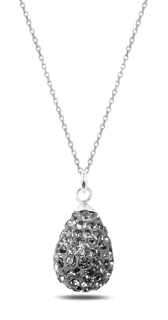 Silverlina Damla Gri Zirkon Taşlı 925 Ayar Kararmayan Forse Zincir Kadın Gümüş Kolye 45 cm