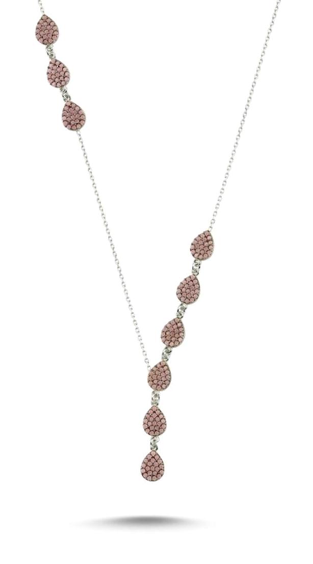 Silverlina Damla Kahverengi Opal Taşlı 925 Ayar Kararmayan Forse Zincir Kadın Gümüş Kolye 45 cm