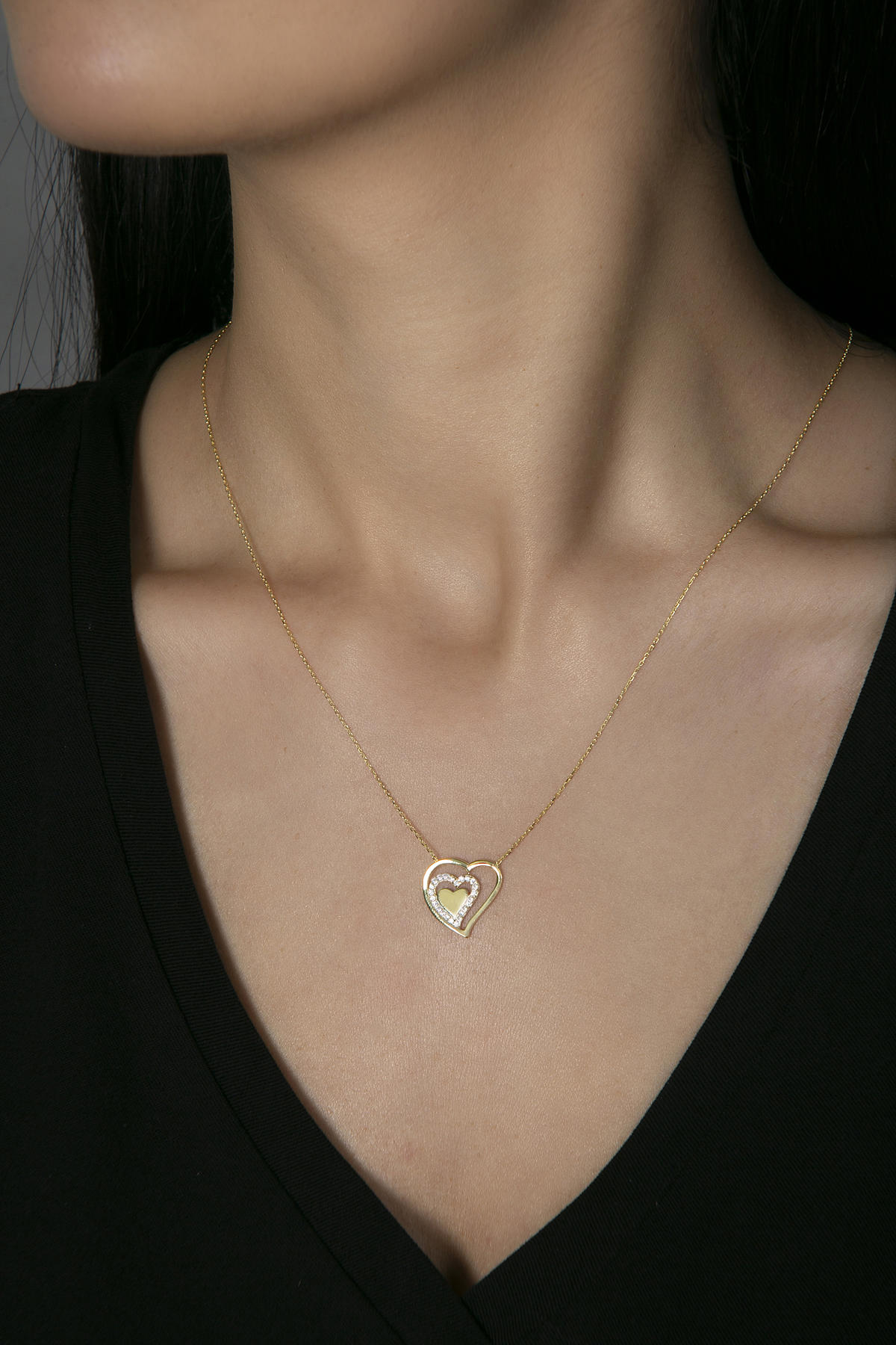 Elika Silver Sarı Zirkon Taşlı 925 Ayar Kararmayan Düz Zincir Kadın Gümüş Kolye
