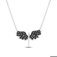 Serra Jewels Siyah Kararmayan Zincir Kadın Gümüş Kolye 45 cm