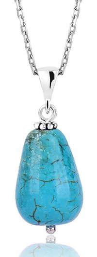 Serra Jewels Damla Mavi Doğal Kararmayan Damla Forse Zincir Kadın Gümüş Kolye 45 cm