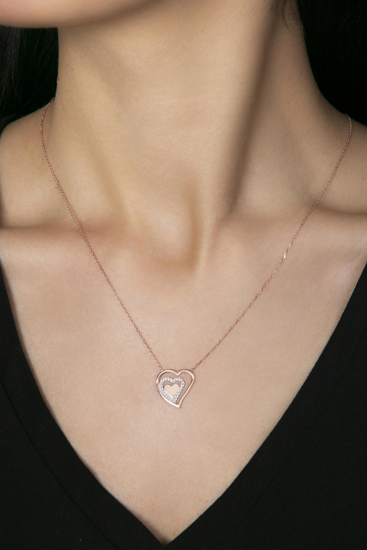 Elika Silver Sarı Zirkon Taşlı 925 Ayar Kararmayan Kalp Düz Zincir Kadın Gümüş Kolye