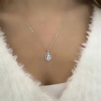 Choice Damla Beyaz Zirkon Taşlı Kararmayan Halat Zincir Kadın Gümüş Kolye