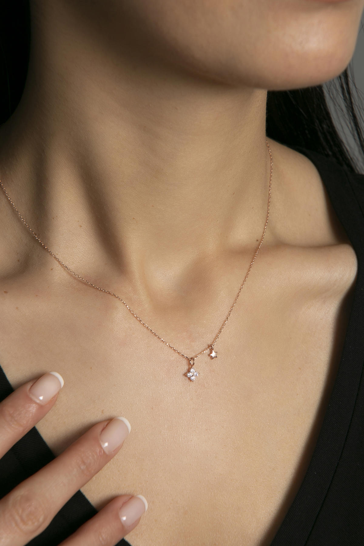 Elika Silver Beyaz Zirkon Taşlı 925 Ayar Kararmayan Minimal Düz Zincir Kadın Gümüş Kolye