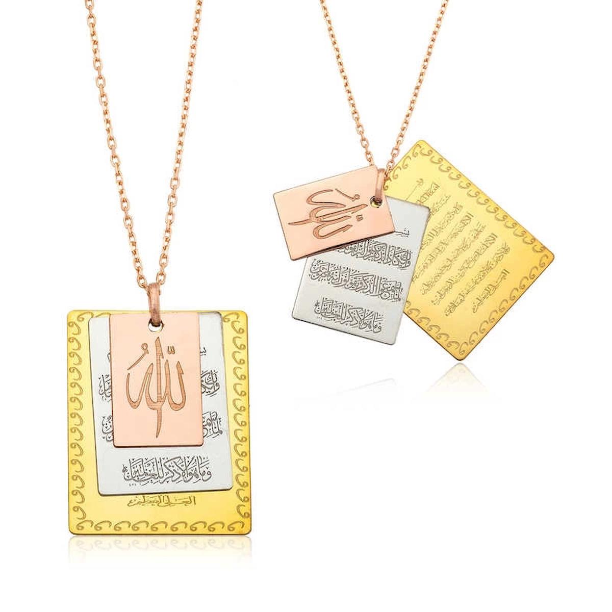 Gumush Çok Renkli Altın Kaplama Kararmayan Zincir Kadın Gümüş Kolye 45 cm