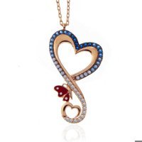 Serra Jewels Çok Renkli Kararmayan Zincir Kadın Gümüş Kolye 45 cm