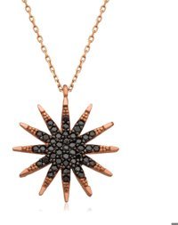 Serra Jewels Siyah Zirkon Taşlı Kararmayan Figürlü Forse Zincir Kadın Gümüş Kolye 45 cm