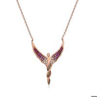 Serra Jewels Beyaz-Mor Zirkon Taşlı Kararmayan Forse Zincir Kadın Gümüş Kolye 45 cm
