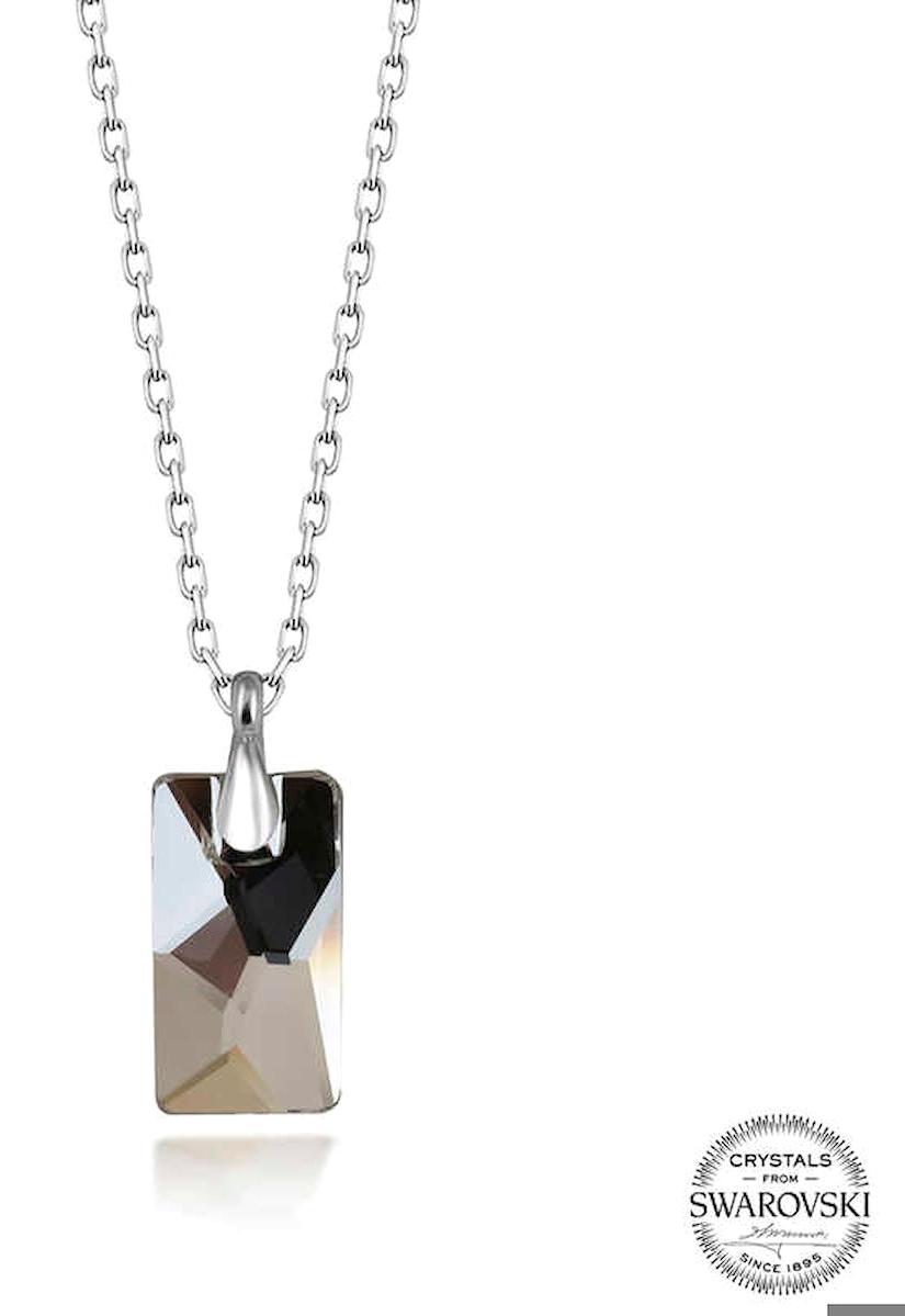 Ebuz Çok Renkli Swarovski Taşlı 925 Ayar Kararmayan Baget Düz Zincir Kadın Gümüş Kolye 50 cm