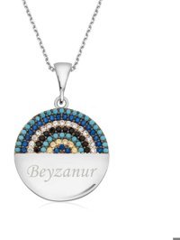 Serra Jewels Beyaz-Siyah Zirkon Taşlı Kararmayan Plaka Forse Zincir Kadın Gümüş Kolye 45 cm