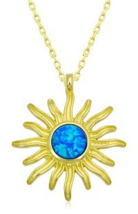 Serra Jewels Mavi Opal Taşlı Kararmayan Otantik Forse Zincir Kadın Gümüş Kolye 45 cm