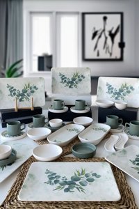 Keramika Siera 32 Parça 6 Kişilik Desenli Seramik Kahvaltı Takımı