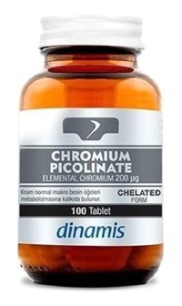 Dinamis Chromium Picolinate Aromasız Yetişkin Vitamin 100 Adet Tablet