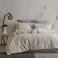 Soley Agna Pamuk 160x220 cm Çarşaflı Çizgili Tek Kişilik Nevresim Takımı Mavi