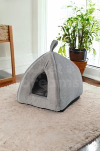 Pet Dreams Tek Fonksiyonlu 40x40 cm Mağara Kedi Yatağı Gri